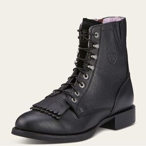 Ariat Heritage Lacer II Black Deertan Roper Boots Size 7C Narrow EUC